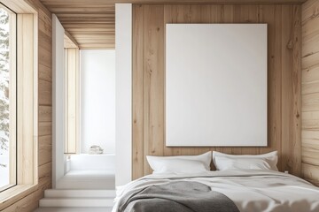 Wall Mural - Minimalist Bedroom Design with White Niche and Artistic Canvas Wall Decor