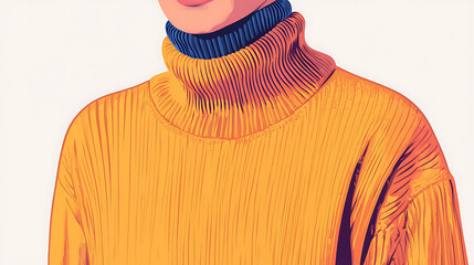 Wall Mural - A person wearing a yellow turtleneck sweater.