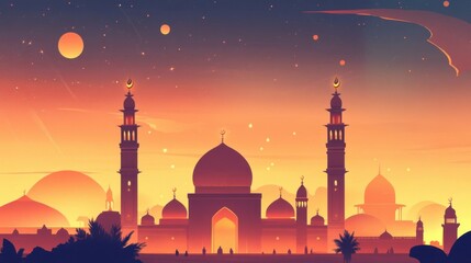 religious islamic Eid celebration illustrations