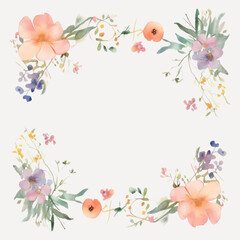 Canvas Print - Elegant floral watercolor frame design