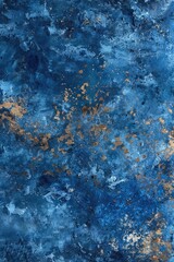 close-up shot of a beautiful blue and gold painting with intricate details