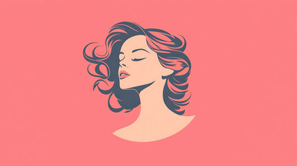 Wall Mural - Illustration of a woman with her eyes closed.