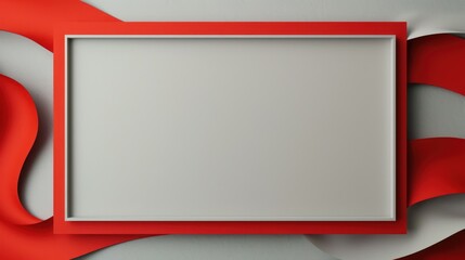 Modern Minimalist White Frame on Red and Grey Background