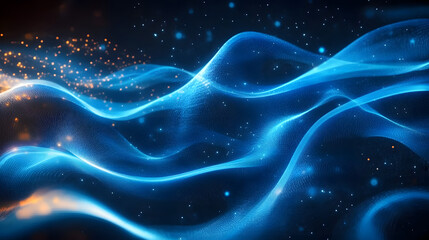 Sticker - beautiful abstract wave technology background with blue light digital effect corporate concept