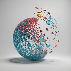 Wall Mural - set of broken spheres in different colors, illustration