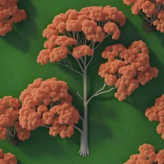 Wall Mural - maple tree, isolated on green background