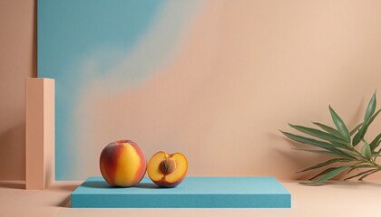 Poster - colorful wall with peaches in centre