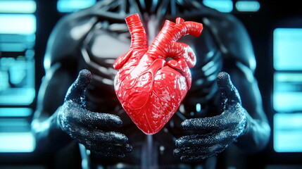 Poster - Artificial Heart in Cyborg Hands.