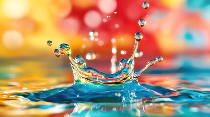 Aufkleber - Water Drop Splash with Colorful Bokeh Background.