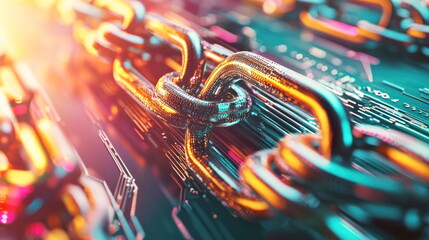 Aufkleber - Abstract Chain and Circuit Board.