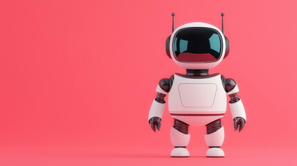 Poster - Friendly Robot on Pink Background.