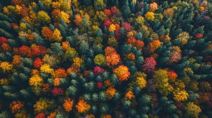 Sticker - Aerial View of Autumn Forest