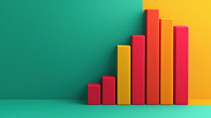Aufkleber - Ascending Bar Chart on Teal and Yellow Background.