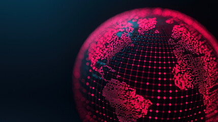Poster - Global Network Connection - Red Globe Illustration.