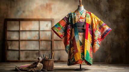 Poster - Traditional Japanese Kimono on Mannequin.
