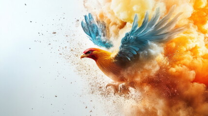 Fototapete - Rooster in a Colorful Explosion.
