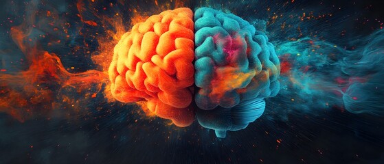 Poster - Vibrant Brain Illustration with Dynamic Colors