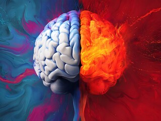 Poster - Brain Concept of Thinking and Emotions in Colorful Art