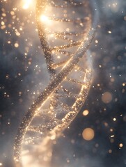 Poster - Glowing DNA Strand in Abstract Background