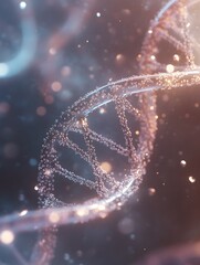 Aufkleber - Ethereal DNA Helix with Glowing Particles and Soft Bokeh