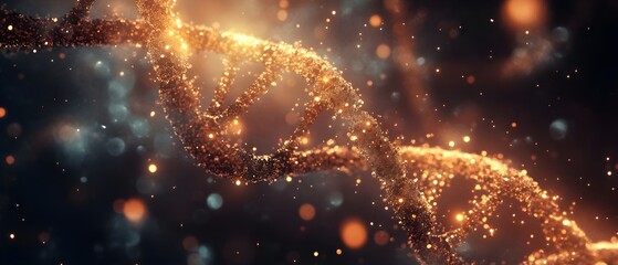 Poster - Glowing DNA Strand with Mystic Background