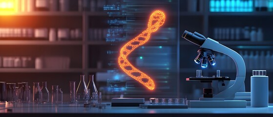 Aufkleber - Modern Laboratory with DNA Visualization and Microscope