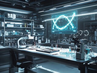Aufkleber - High-Tech Laboratory Interior with Scientific Equipment