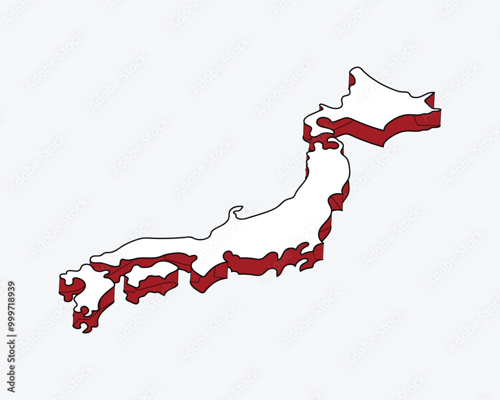 Illustration of isometric map of Japan isolated Stock Vector | Adobe Stock