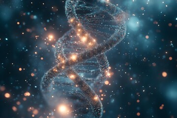 Aufkleber - Abstract DNA Strand with Glowing Elements