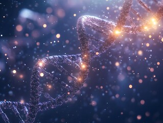 Poster - Colorful DNA Helix with Glittering Particles
