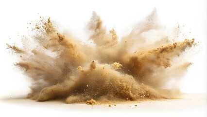 Wall Mural - Dry sand explosion isolated on white background