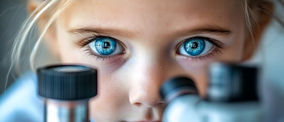 Poster - Young Scientist Observing Through Microscopes