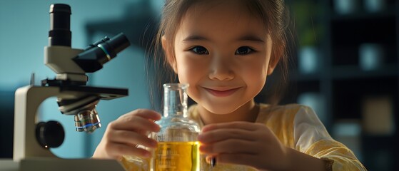 Poster - Young Scientist Conducting Experiments with Chemicals