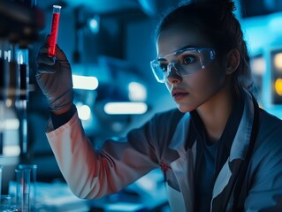 Aufkleber - Scientist Examines Test Tube in Laboratory Environment