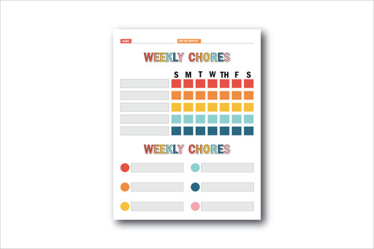 Weekly Chart, Chore Chart KDP Interior Design