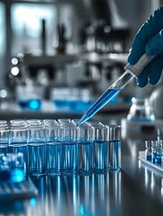 Poster - Laboratory Pipette Handling Blue Liquid Sample