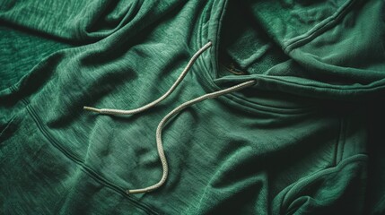 Wall Mural - A close-up shot of a green hoodie lying on a bed, useful for fashion or lifestyle photography