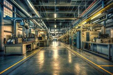Poster - Factory interior with many machines and equipment