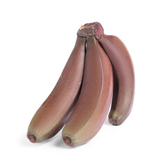 Poster - Delicious red baby bananas on white background