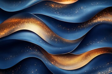 Abstract background with blue and golden waves