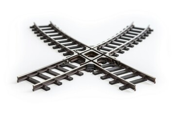 Wall Mural - A close-up view of a train track on a white surface, suitable for use in abstract designs or as a texture