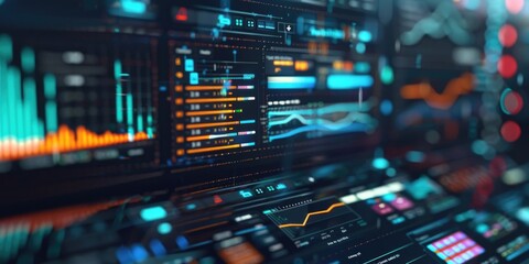 Poster - A close-up shot of a computer screen filled with data, suitable for illustrating information overload or technical concepts