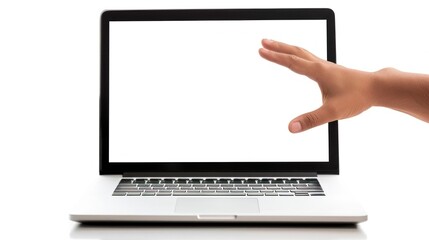 Poster - Hand Reaching Through Laptop Screen