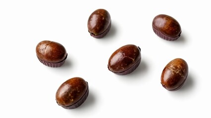 Poster -  Six chocolatecovered almonds ready to be savored