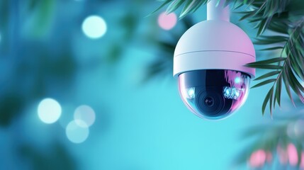 Poster - a security camera with facial recognition capabilities, demonstrating ai role in home security.