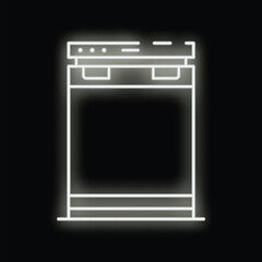 Poster - Glowing outline of a dishwasher with a black background