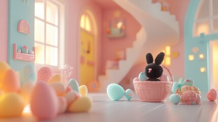 Wall Mural - Easter Bunny Basket.