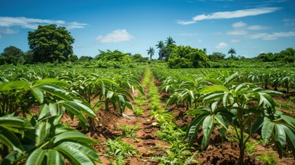 Wall Mural - Cassava Plantation in Tropical Landscape