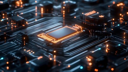 Abstract circuit board futuristic technology processing background. 