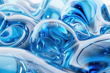 Wall Mural - A detailed view of a blue and white liquid in motion